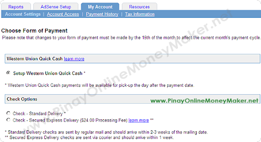 Google Adsense Payment Methods