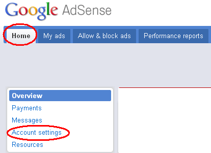 Google Adsense Payment Settings