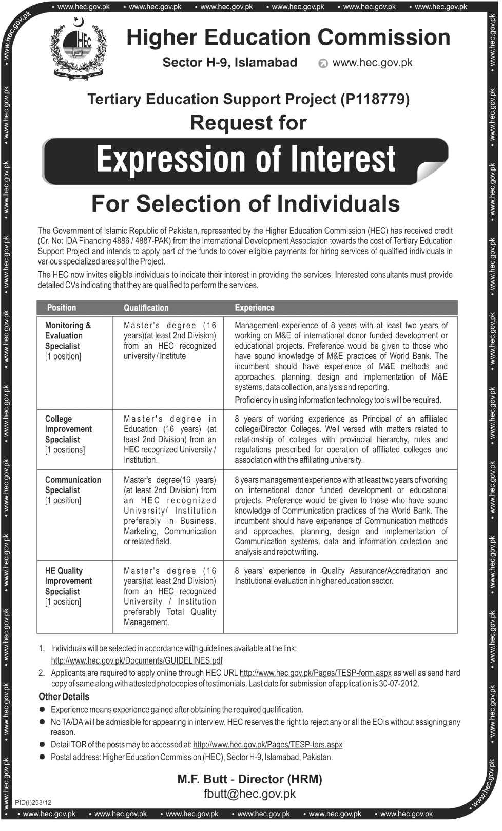 Higher Education Commission Jobs