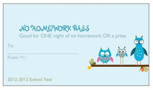 Homework Pass Printable Free