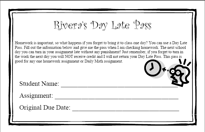 Homework Pass Template