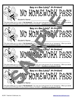 Homework Pass Template