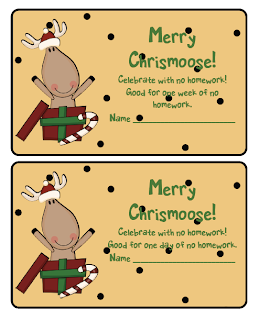 Homework Pass Template Christmas