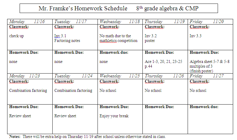 Homework Sheets