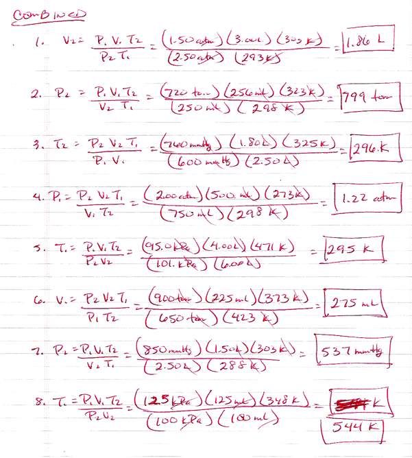 Ideal Gas Law Worksheet