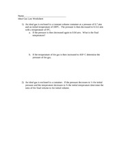 Ideal Gas Law Worksheet