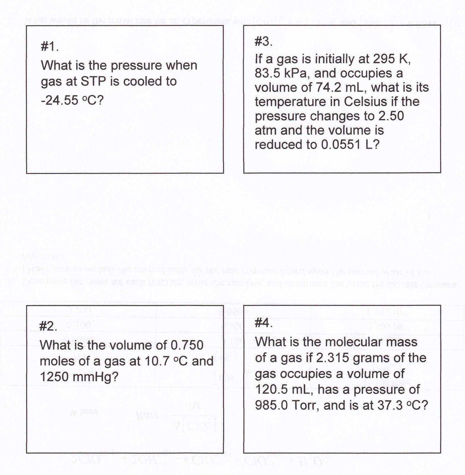 Ideal Gas Law Worksheet