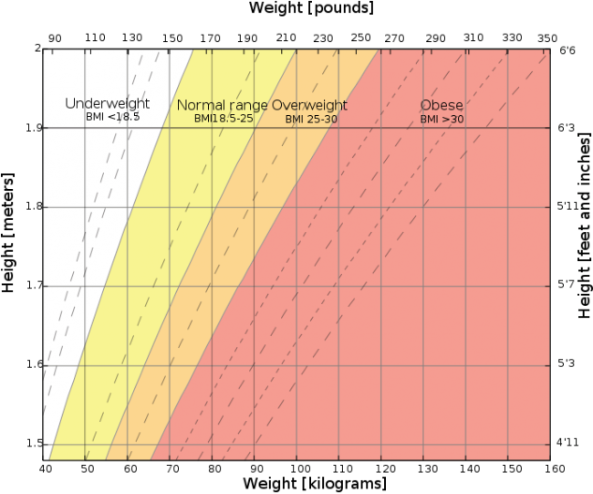 Ideal Male Body Weight Chart