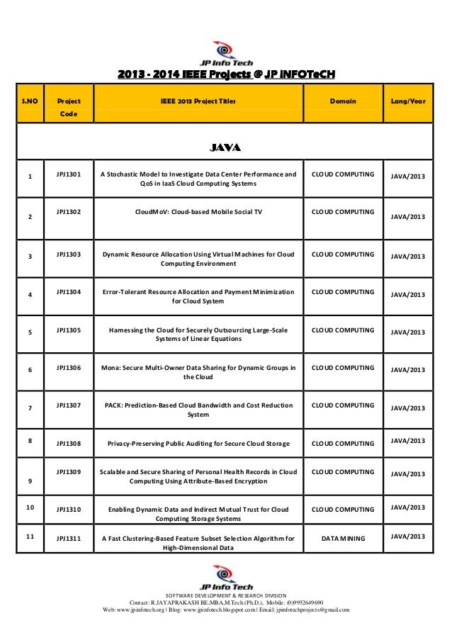 Ieee Projects For Cse In Java