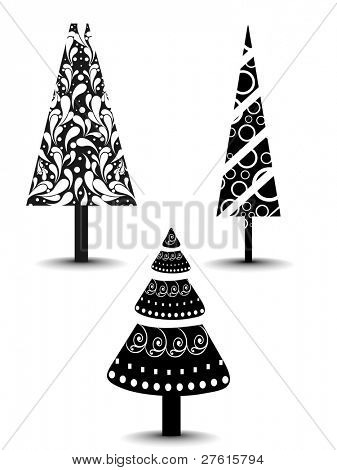 Images Of Christmas Trees In Black And White