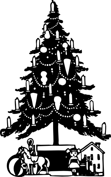 Images Of Christmas Trees In Black And White