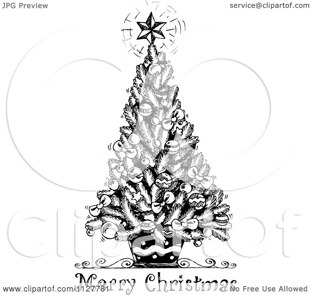 Images Of Christmas Trees In Black And White