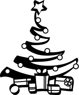 Images Of Christmas Trees In Black And White