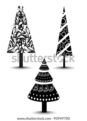 Images Of Christmas Trees In Black And White