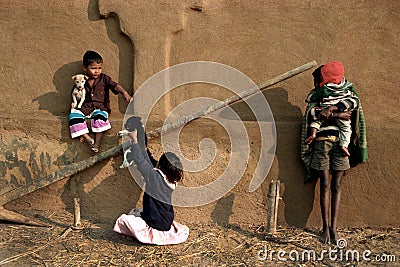 Indian Children Playing With Toys