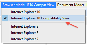 Internet Explorer 10 Compatibility View