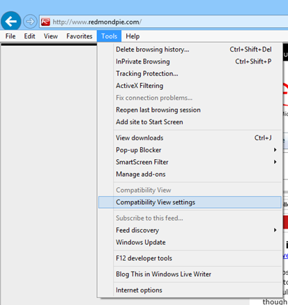 Internet Explorer 10 Compatibility View