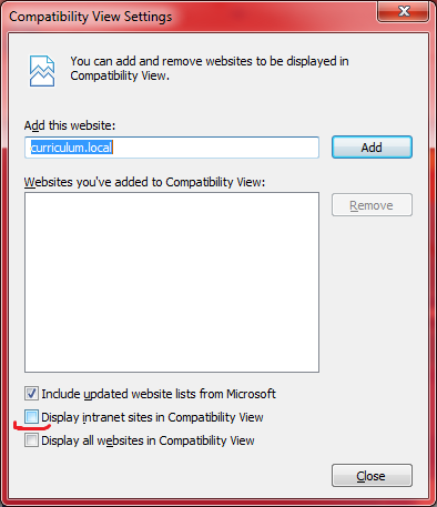 Internet Explorer 10 Compatibility View Group Policy