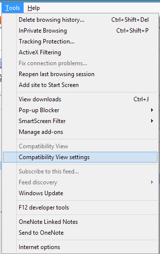 Internet Explorer 10 Compatibility View Windows 8