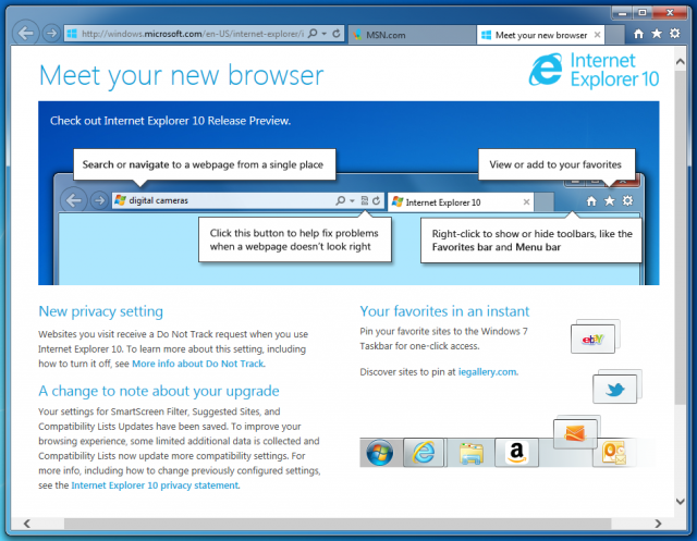 Internet Explorer 10 Windows 8 Mode