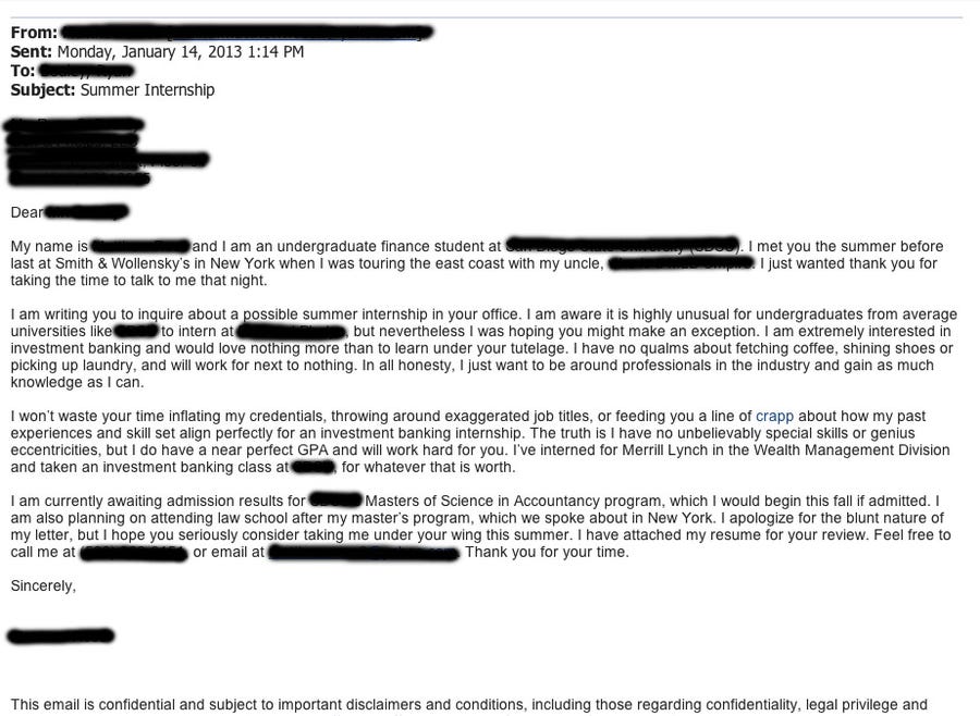 Investment Banking Cover Letter Example