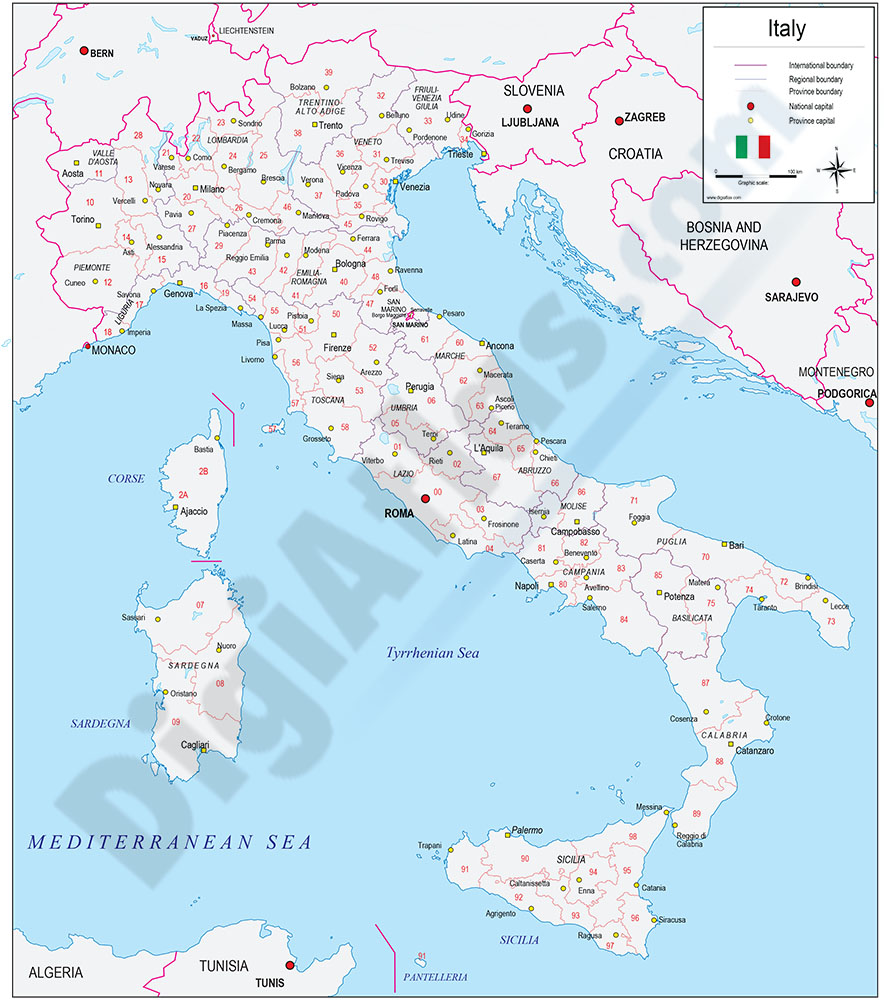 Italy Map Regions And Capitals