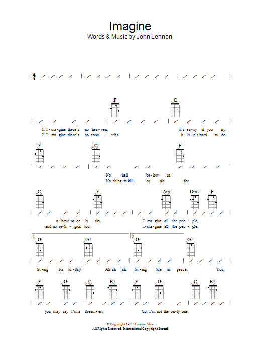 John Lennon Imagine Lyrics Chords