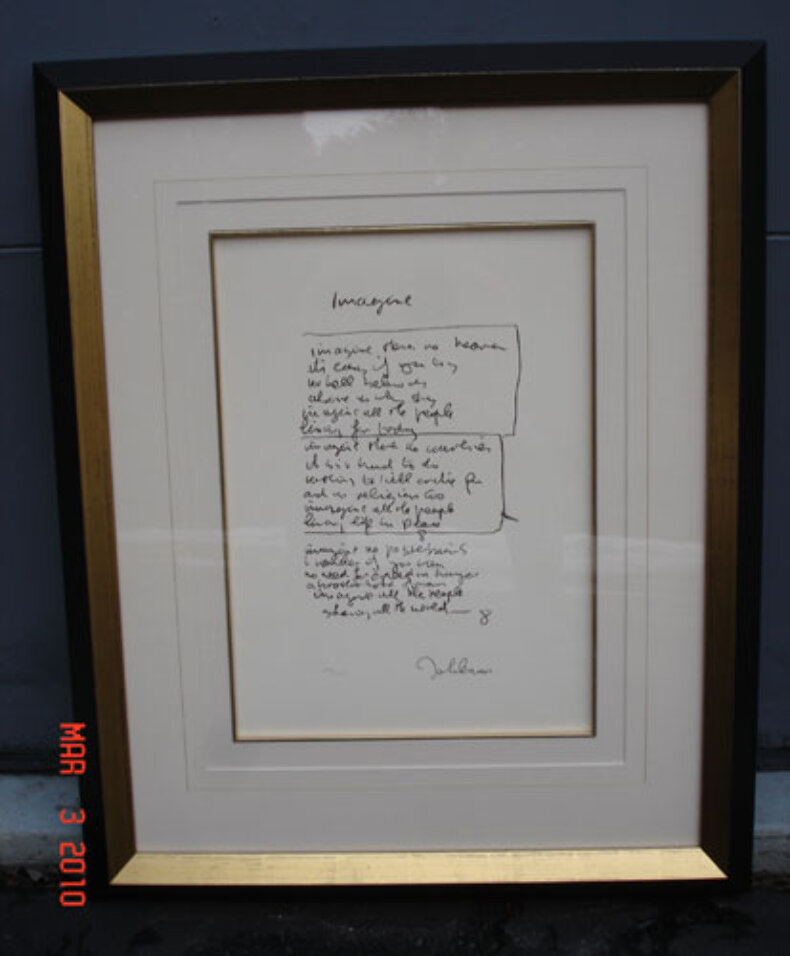 John Lennon Imagine Lyrics Framed