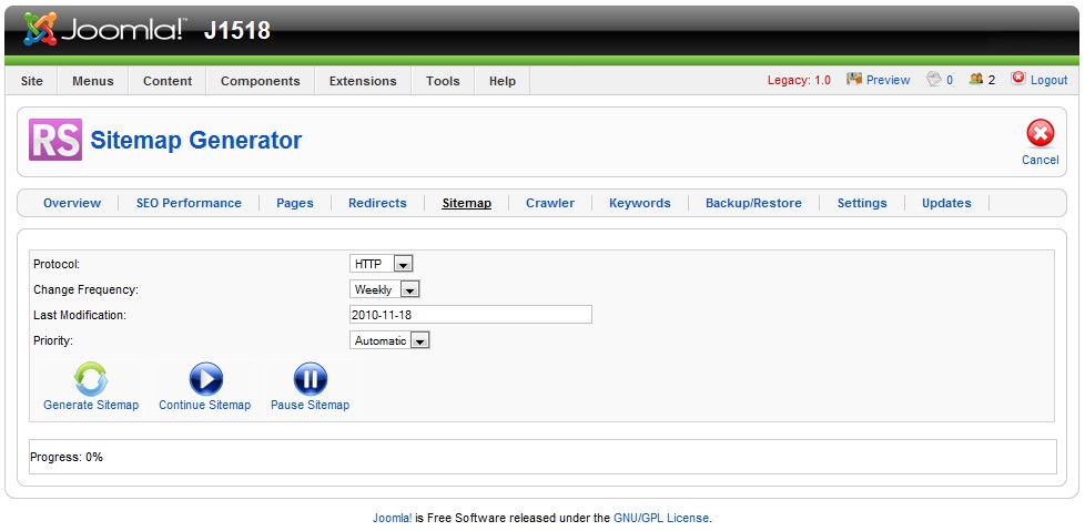 Joomla Sitemap.xml Generator