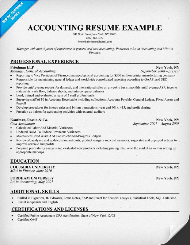 Junior Accountant Cv Example