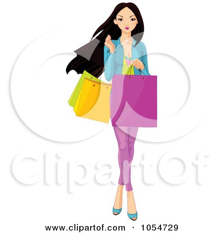 Lady With Shopping Bags Clipart