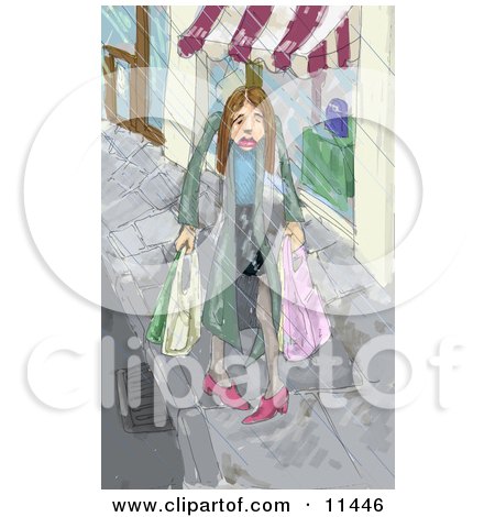 Lady With Shopping Bags Clipart