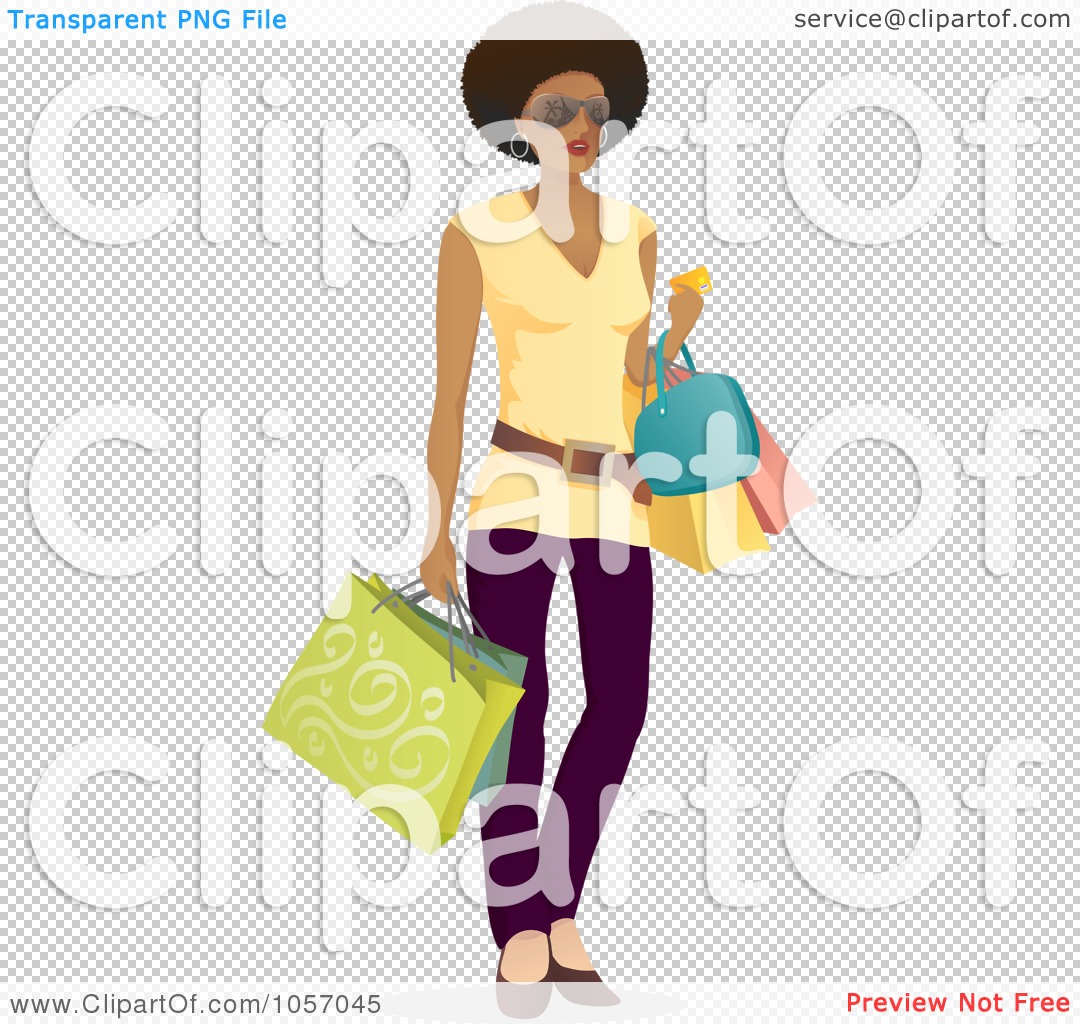 Lady With Shopping Bags Clipart