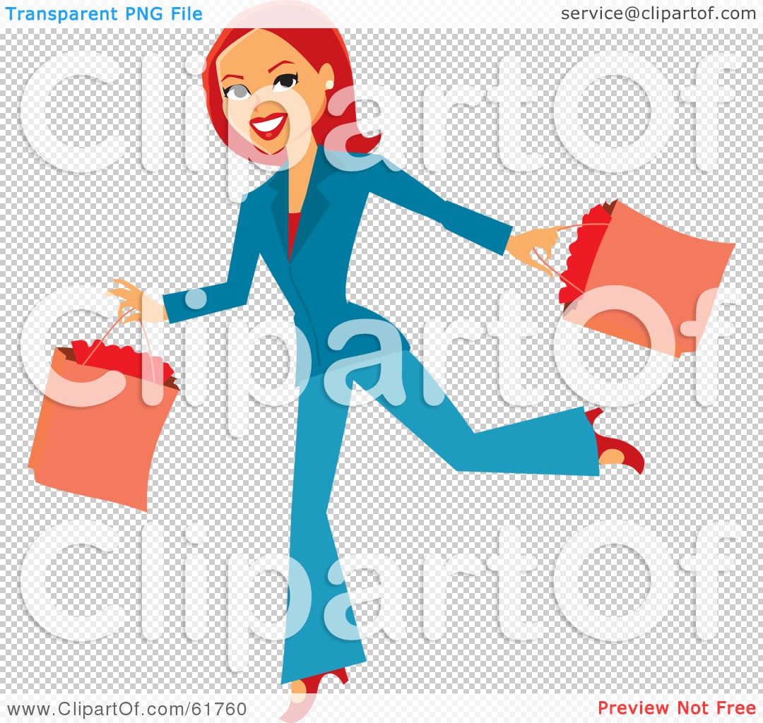 Lady With Shopping Bags Clipart