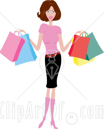 Lady With Shopping Bags Clipart