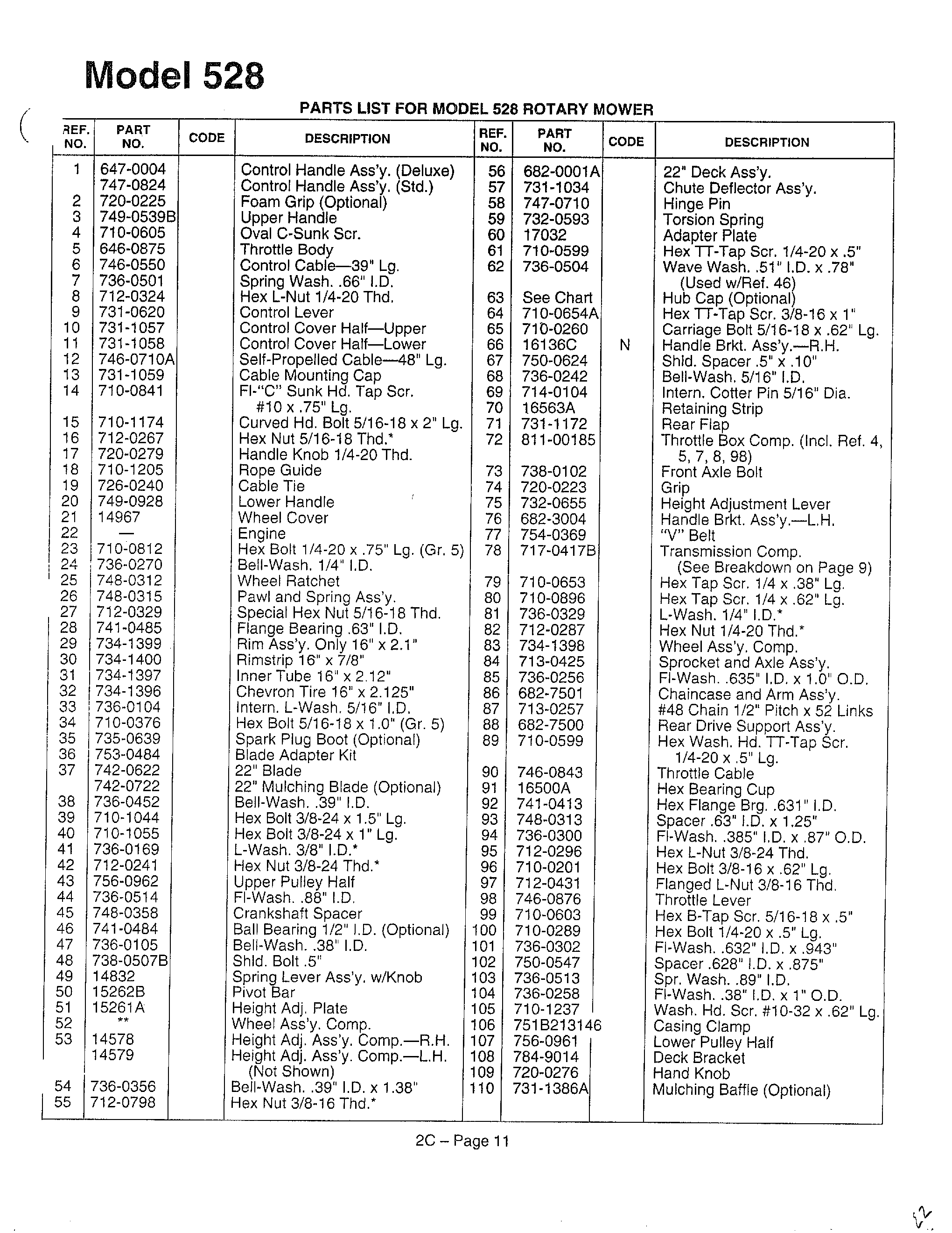 Lawn Mower Parts Diagram