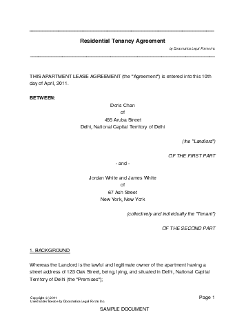 Lease Agreement Sample Form