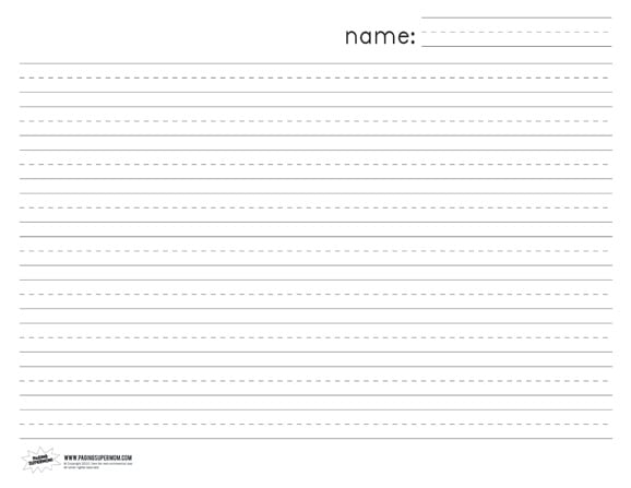 Lined Writing Paper For Kindergarten Printable