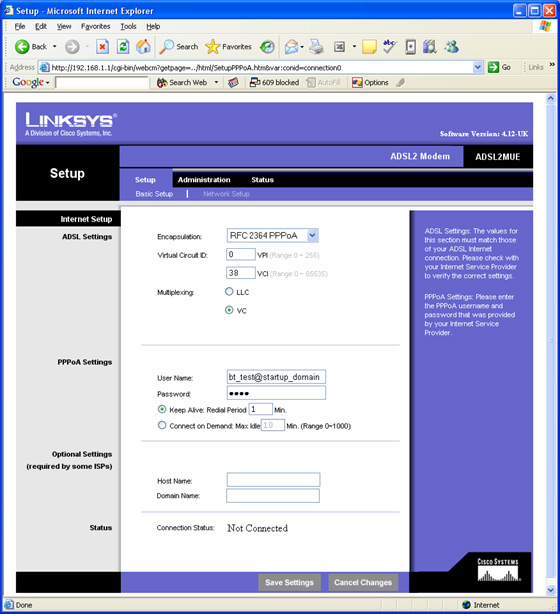 Linksys Adsl Router Configuration