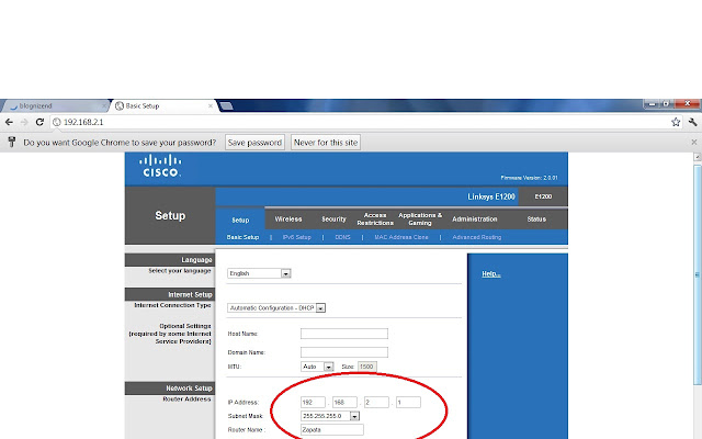 Linksys E1200 Default Password Not Working