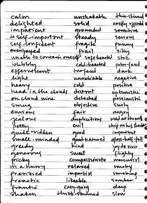 List Of Emotions