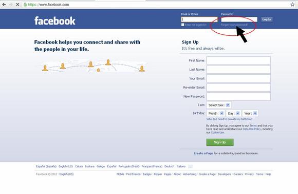 Login Facebook Reset