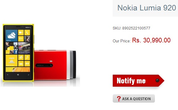 Lumia 920 Price In India