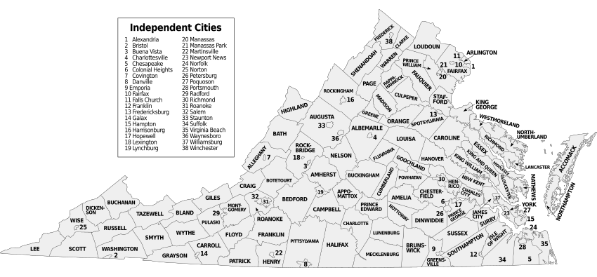 Map Of Northern Virginia Counties And Cities