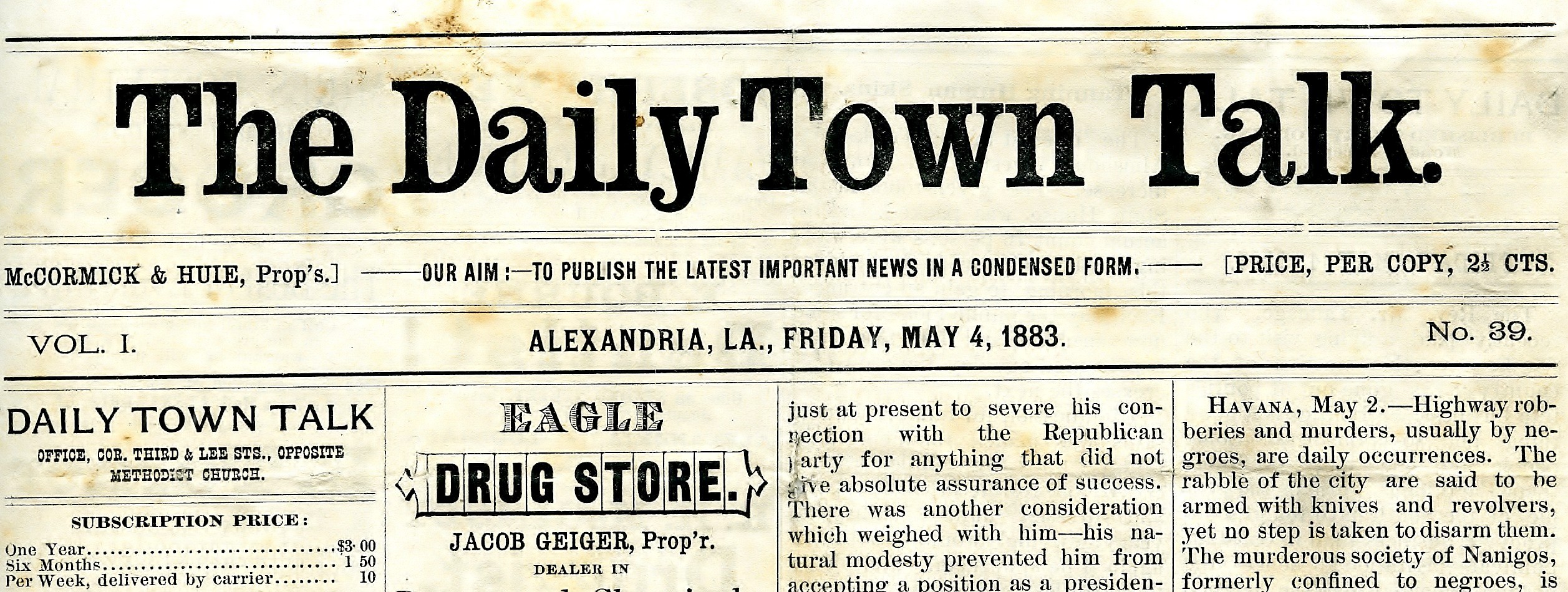 Masthead Newspaper Example