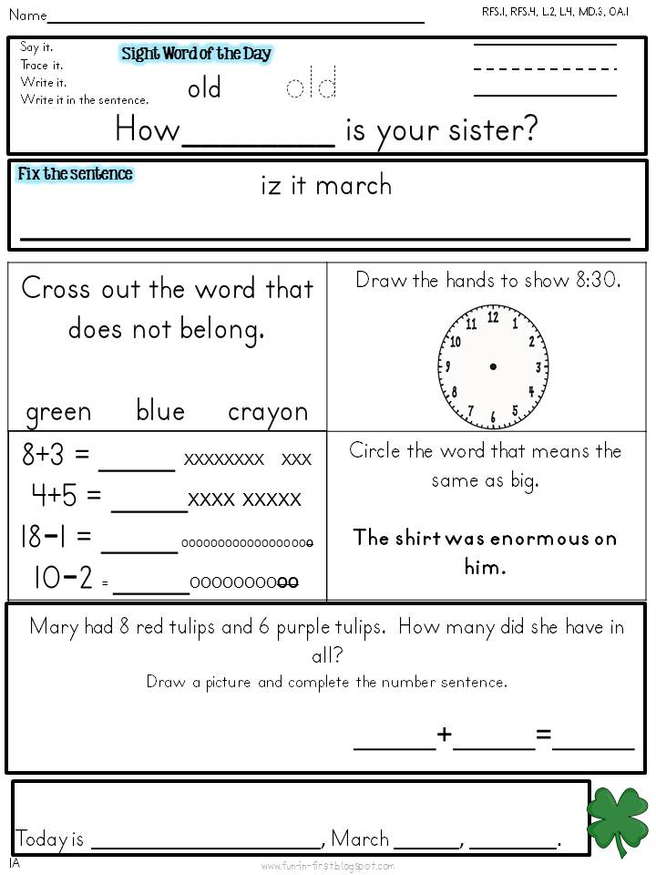 Maths Homework Sheets Year 1