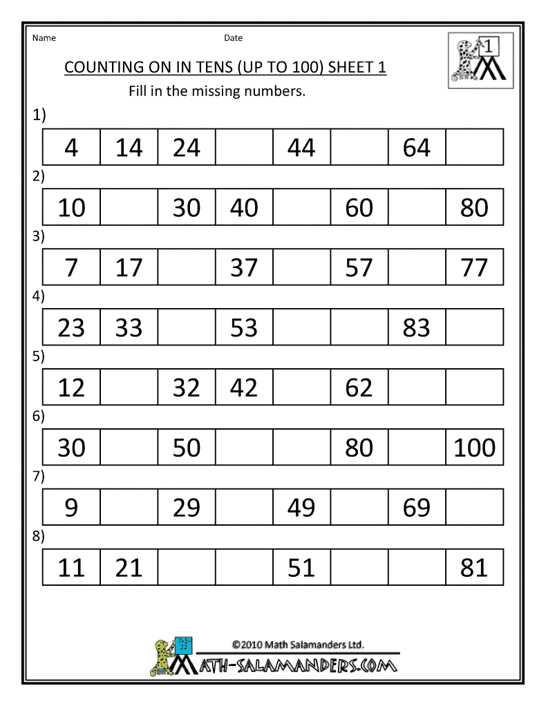 Maths Homework Sheets Year 1