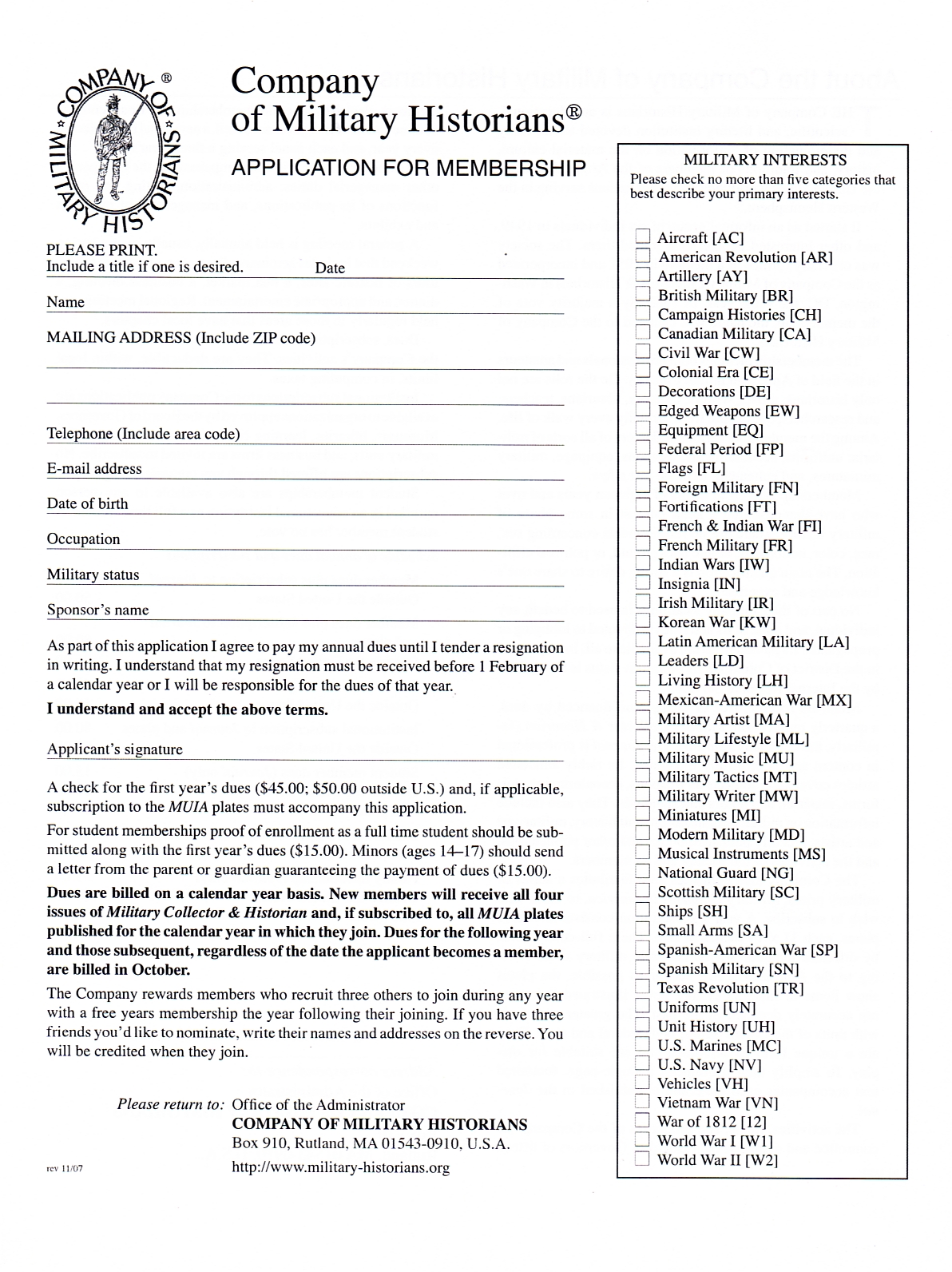 Membership Application Form Sample