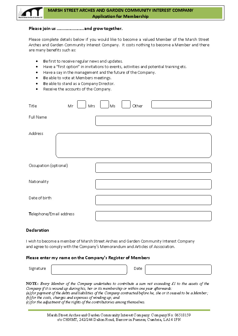 Membership Application Form Template