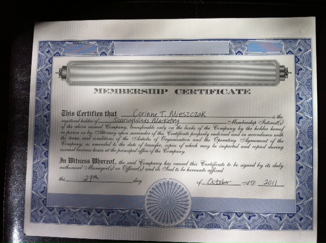 Membership Certificate Llc